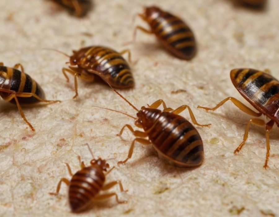 Close-up of bed bugs on the ground, emphasizing the importance of bed bug control in Sacramento, CA.